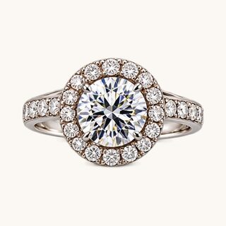 Diamond halo engagement ring Marty buys