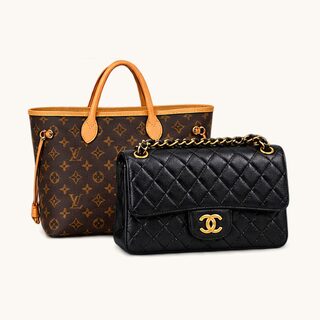 Designer monogram tote and quilted luxury handbag