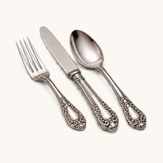 Sterling silver fork, knife, and spoon flatware set